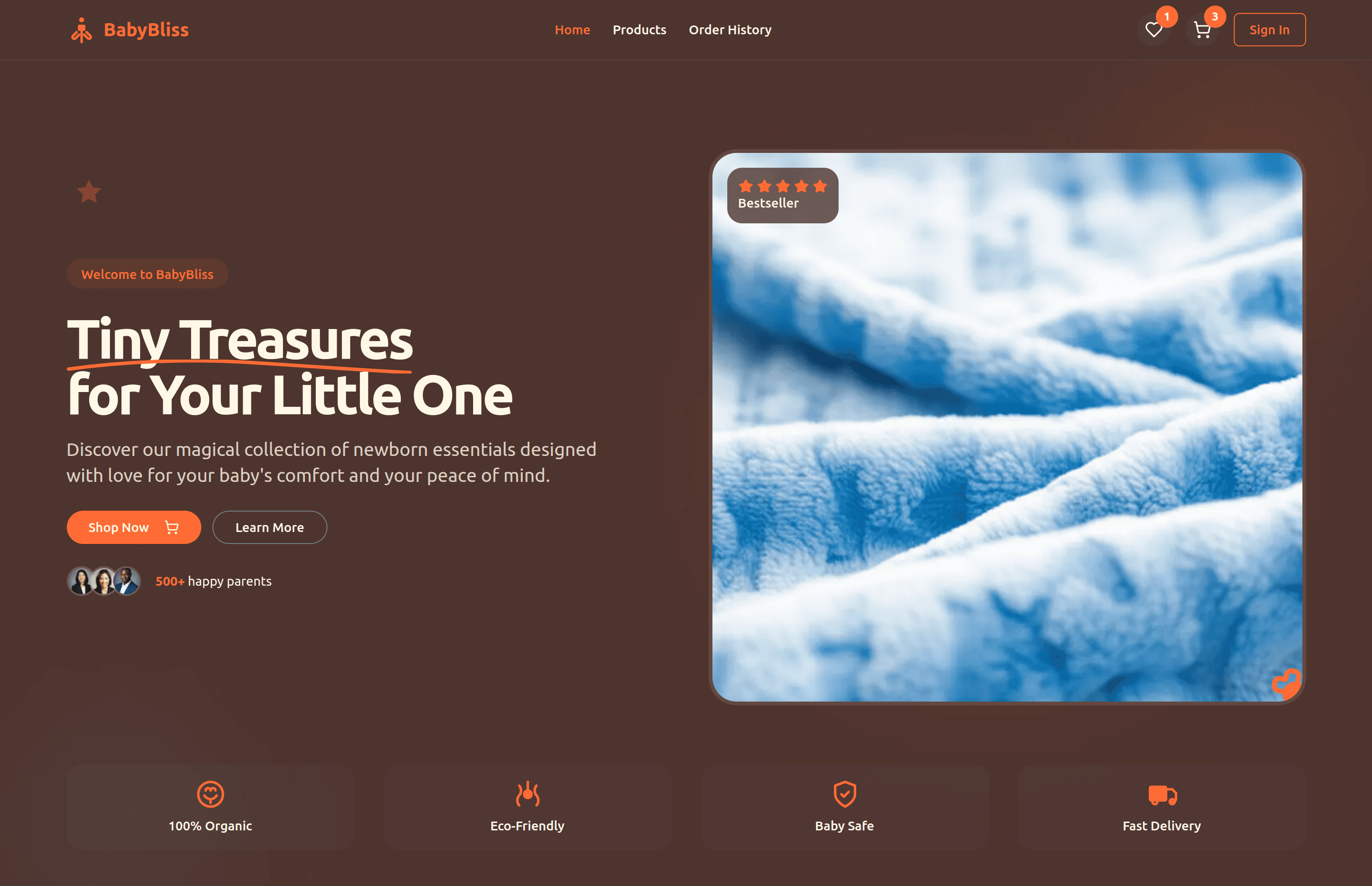 BabyBliss - an ecommerce site for Newborn Baby Items